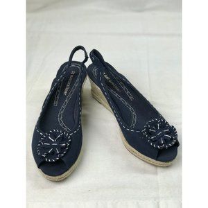 Navy Naturalizer Berlynn Peep toe Slingback Wedges